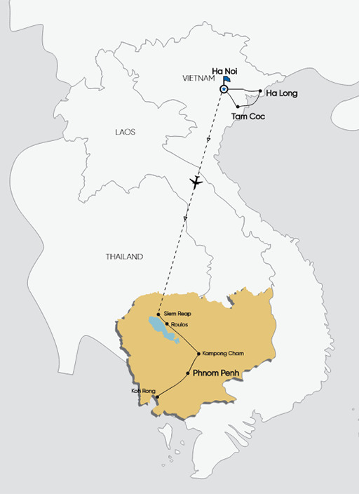DE LA BAIE D’HALONG AUX TEMPLES D’ANGKOR 15 JOURS